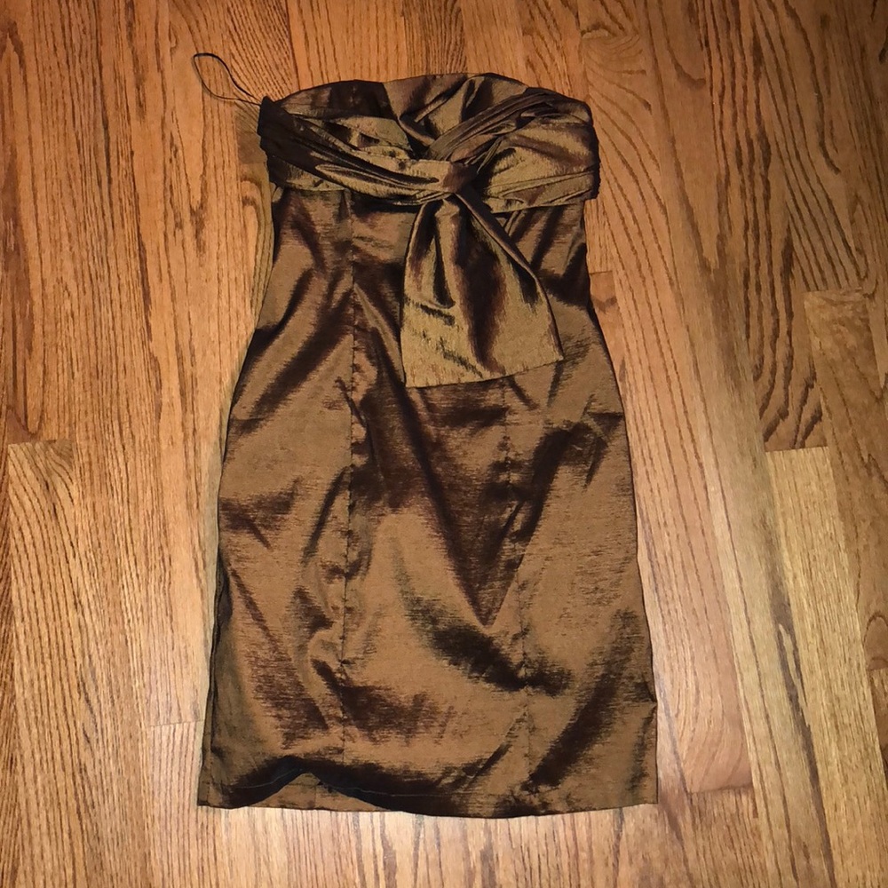 Brown strapless boutique dress